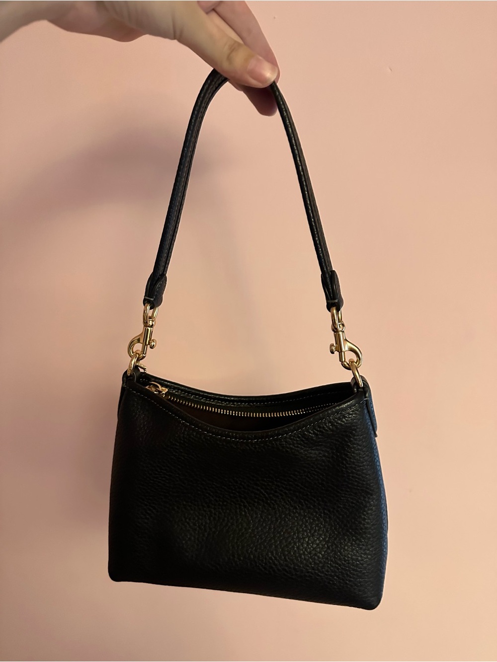 Coach Black Pebbled Leather Laurel Small Shoulder Bag with Gold Hardware - Picture 2 of 6
